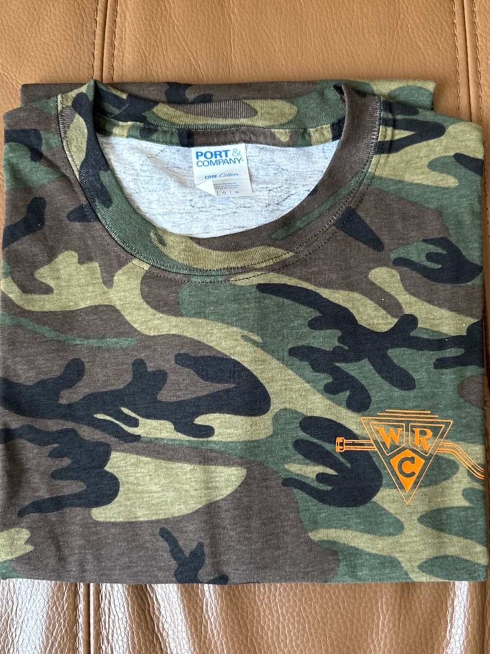 Port and Company Camo Short Sleeve Tee with Orange Crest